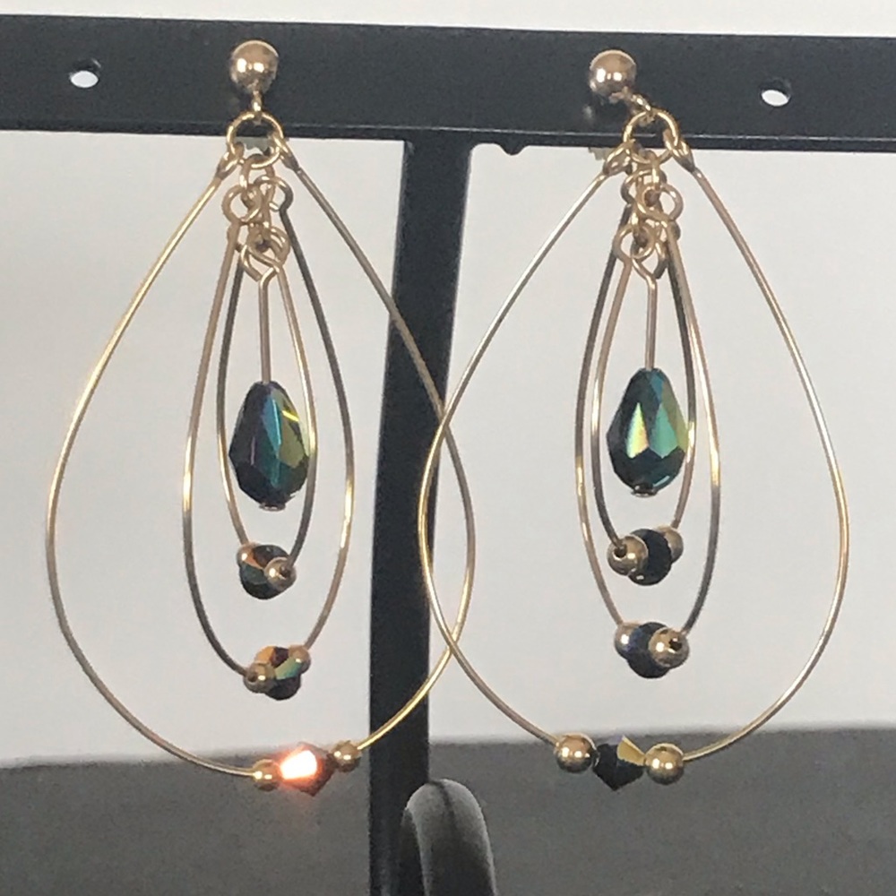 EARRINGS with SWAROVSKI Aurora Borealis CRYSTAL Drops